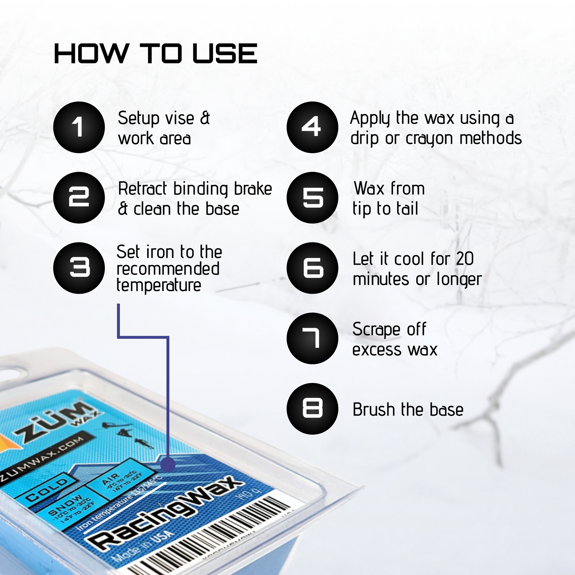 Ski Snowboard Nordic Iron-On Wax For Cold Conditions – ZUMWax