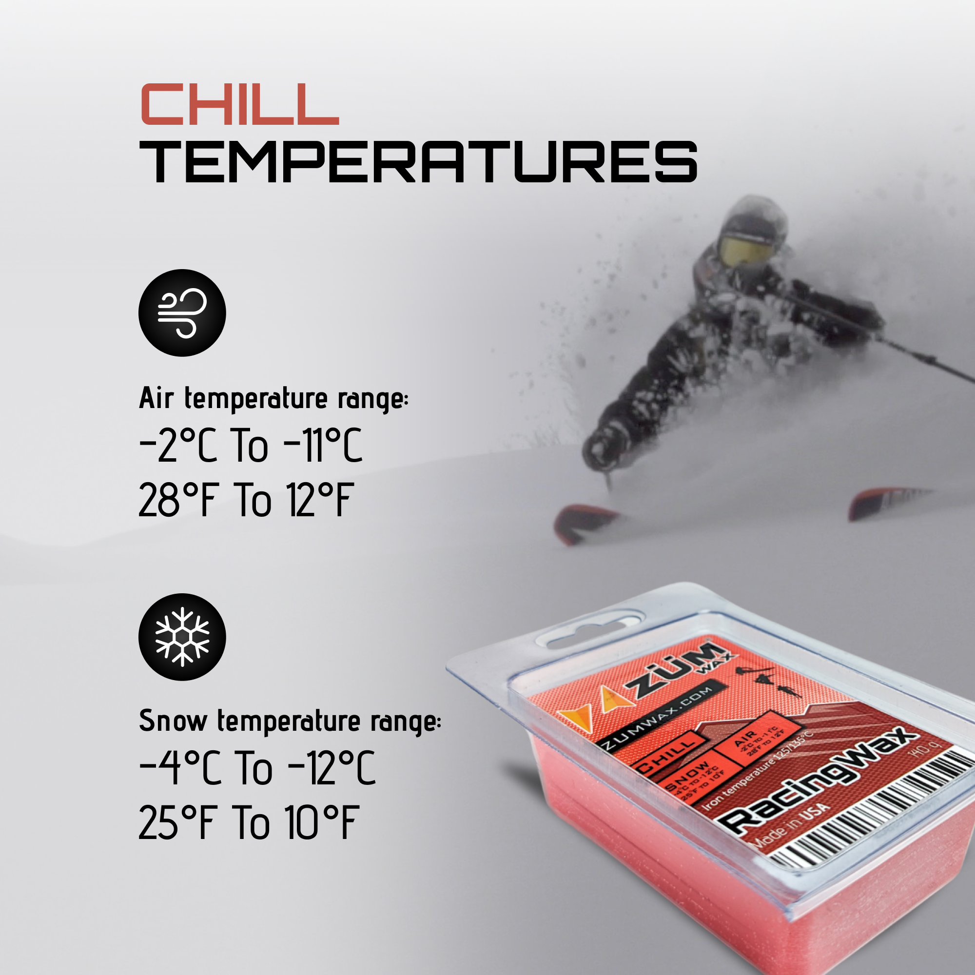 Chill Iron-On Ski & Snowboard Wax, 140g – ZUMWax Chill Iron-On Ski & Snowboard Wax, 140g – ZUMWax